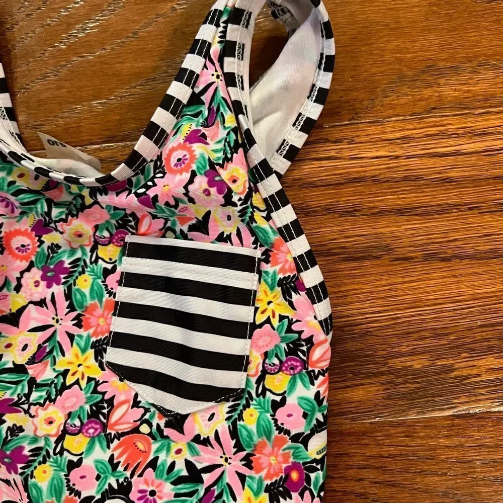 Old Navy Absolutely adorable girls floral and striped swim top size small